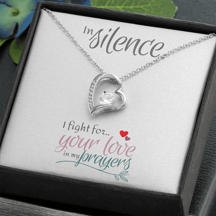 Necklaces For Girls, Gift For Women, Necklace Chain, In Silence I Fight for Your Love in My Prayers , Heart Necklace
