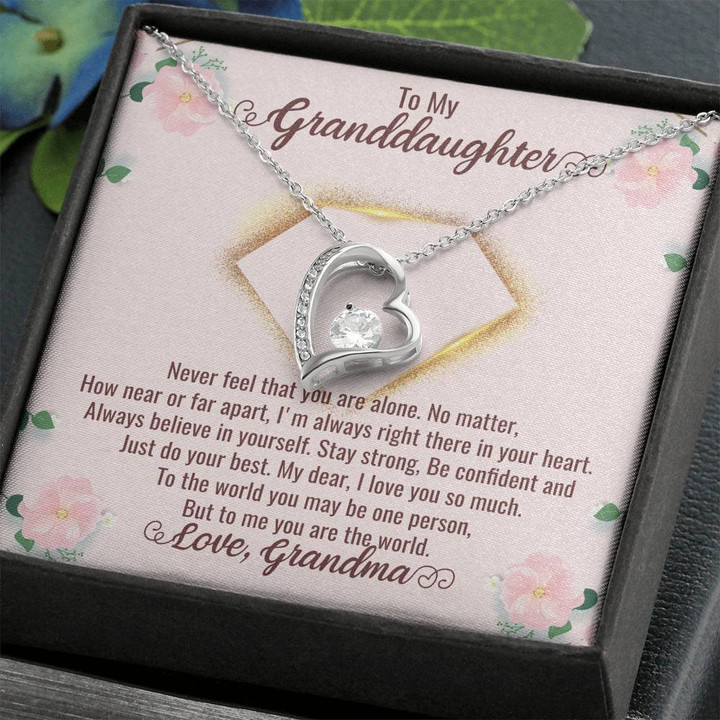 To My Beautiful Granddaughter Long Distance Necklace, Granddaughter in College, Far Apart, Moving Away, Grandma to Granddaughter Jewelry , Heart Necklace