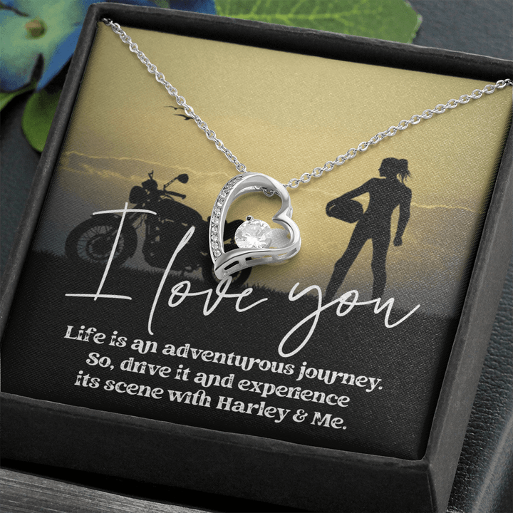 Gift for Girlfriend, Motorcycle Biker Jewelry Gift, Biker Chick Charm Necklace, Hip Hop Pendants Necklace Chain, Christmas Gift, Valentines Day Gift , Heart Necklace