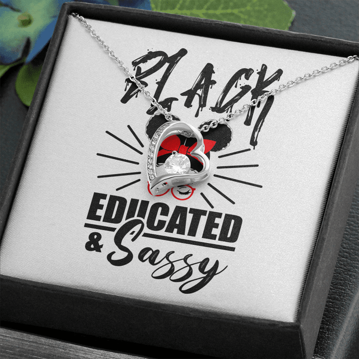 Black Educated and Sassy, Black Girl Quotes, Birthday Gift, Blm Gift Jewelry, Birthday Christmas , Heart Necklace
