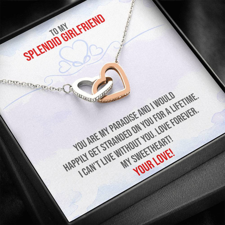 Splendid Girlfriend,To My Girlfriend,Girlfriend Necklace Pendant,Anniversary Gifts,Christmas Gift, Two Hearts Necklace