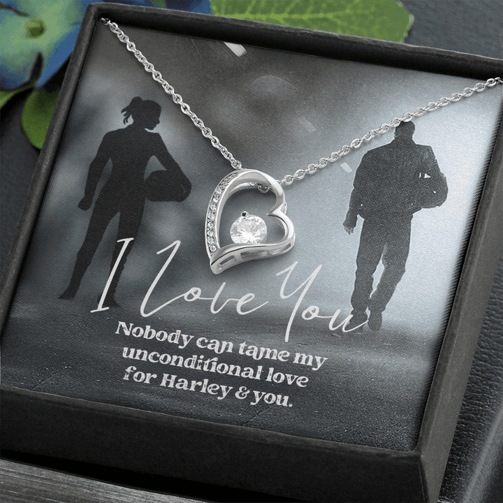 Gift for Girlfriend, Gift for Him, Motorcycle Jewelry, Biker Chick Charm Necklace, Lady Rider, Christmas Gift, Valentines Day Gift , Heart Necklace