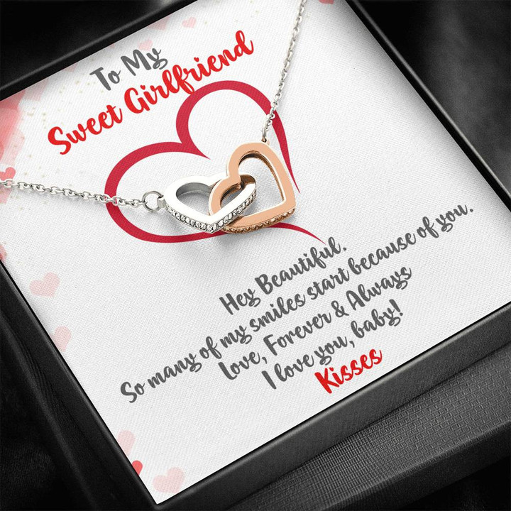 To My Girlfriend Necklace, Interlocking Hearts, How I Met Your Mother, Funny Girlfriend Gifts, Anniversary Necklace, Girlfriend Birthday Two Hearts Necklace