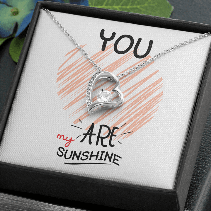 Love Necklace, Silver Necklace, You are My Sunshine , Heart Necklace