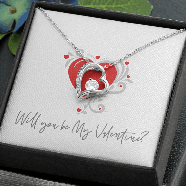 Will you be My Valentine, Necklace Gift for Her, Gift for Girlfriend , Heart Necklace