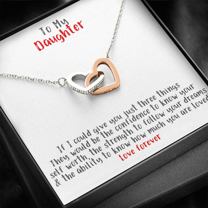 Birthday Gift For Daughter, To My Daughter Necklace, Present For daughter, Gift Ideas For Daughter, Hearts Pendant Necklace, Appriection Gift Two Hearts Necklace