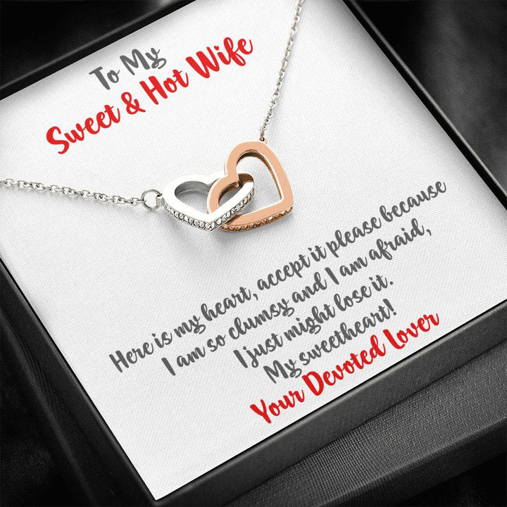 Interlocking Hearts Necklace,�To My Future Wife, Forever Together, Sentimental Gift For Bride From Groom, Birthday Gift For Fiancee Two Hearts Necklace