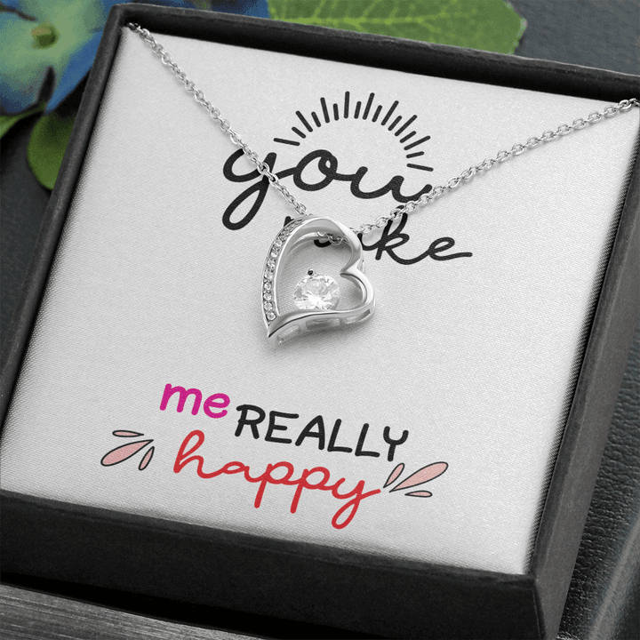 Gift for Girlfriend, Christmas Gift, You Make Me Really Happy , Heart Necklace