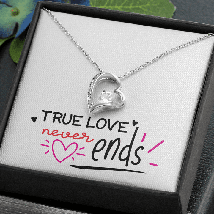 Gift For Her, Gift For Women, Modern Necklace, True Love Never Ends , Heart Necklace