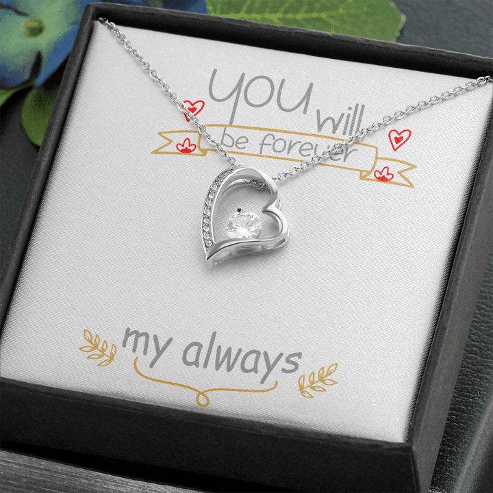 Gift For Her, Minimal Jewelry, Trendy Necklace, You Will Be Forever My Always , Heart Necklace