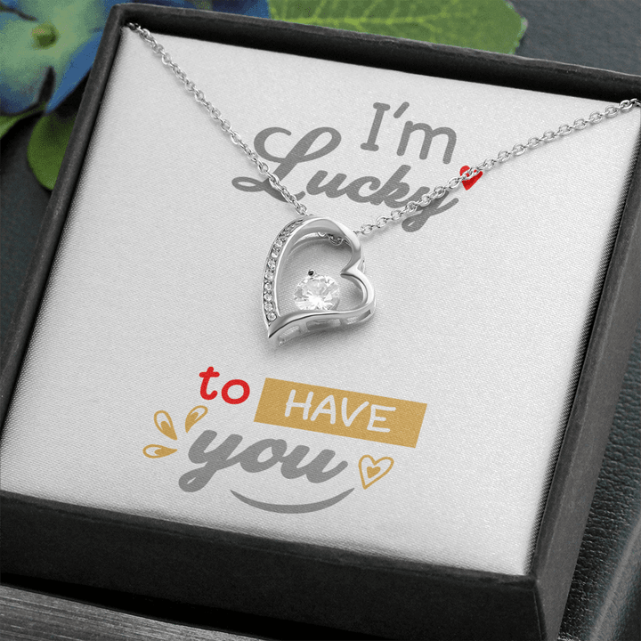 Gift for Wife, Gift for Girlfriend, Gifts For Her, Necklace With Pendant, I am Lucky to Have You , Heart Necklace