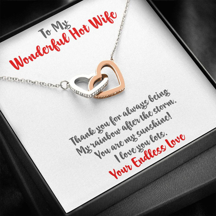 Interlocking Hearts Pendant Necklace, Distance Never Separates, Birthday Gift For Wife, Anniversary Gift, To My Wife Necklace, Present For Two Hearts Necklace