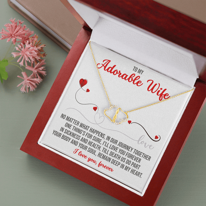 Everlasting Love Soild Gold Real Diamonds Necklace, Valentines Necklace, Valentine Day Gift for Wife, To My Adorable Wife, Valentines Day Gift