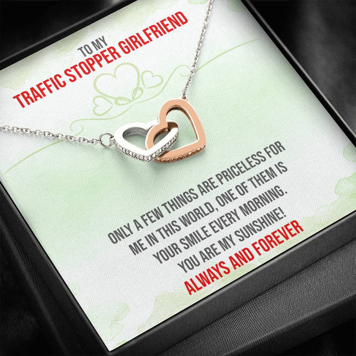 Traffic Stopper Girlfriend,To My Girlfriend,Girlfriend Necklace Pendant,Girlfriend Birthday,Christmas Gift, Two Hearts Necklace