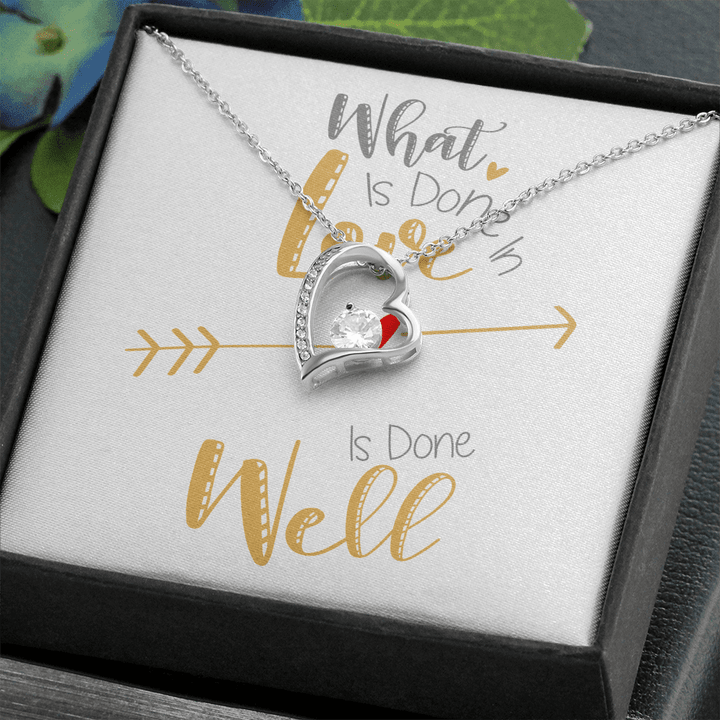 Gift for Wife, Gift for Girlfriend, Heart Necklace, Modern Necklace, What is Done in Love is Done Well , Heart Necklace