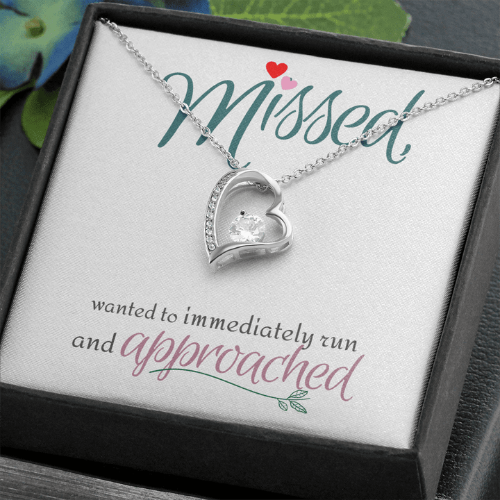 Gift For Her, Minimal Jewelry, Modern Necklace, Missed Wanted Immediately Run and Approached , Heart Necklace
