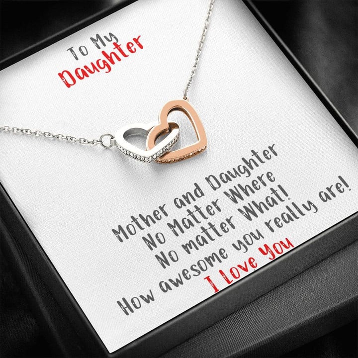 To My Daughter from Mom, Pendant Necklace, Birthday Gift For Daughter, To My Daughter Necklace, Present For Daughter, Gift Ideas For Daughter,�Mother Two Hearts Necklace