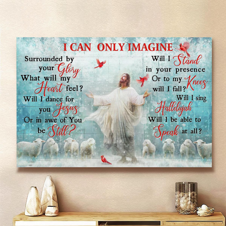 I Can Only Imagine, Radiance, Jesus And Snow, Cardinal, Jesus Canvas, God Canvas, Christmas Wall Art, Poster