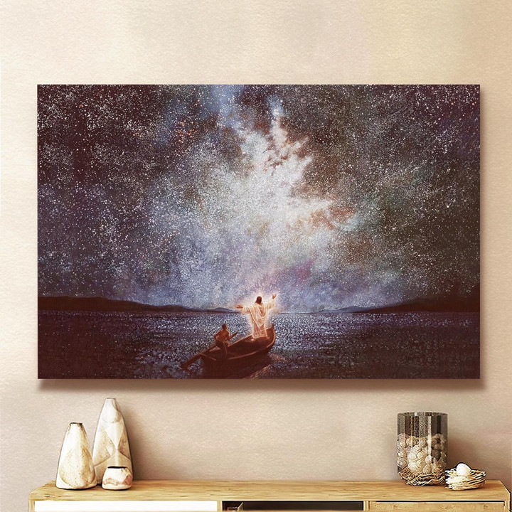 Calm And Stars Large Wall Art, Jesus Canvas, God Canvas, Christian Wall Art, Poster