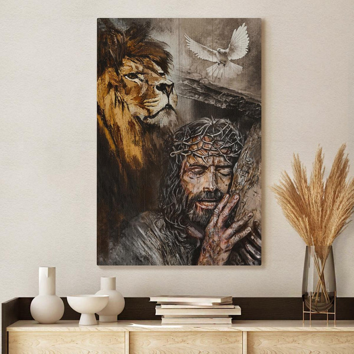 Jesus On The Cross, Water Color Lion, Amazing Dove, Jesus Canvas, God Canvas, Christian Wall Art, Poster