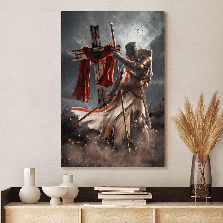 Knight Templar And Cross - Jesus - Portrait Canvas, Poster