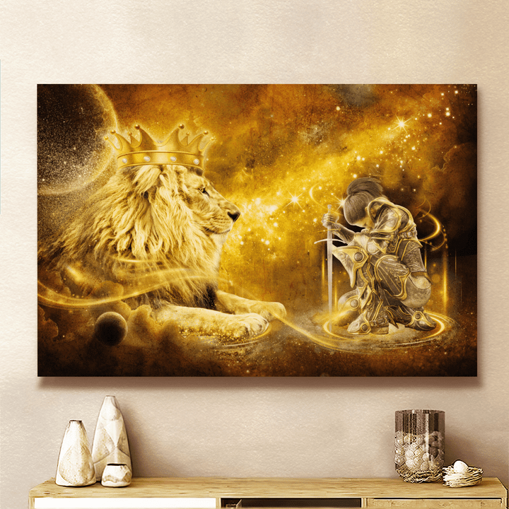 Christian Lion And Female Warrior, Knight Of God, Jesus Canvas