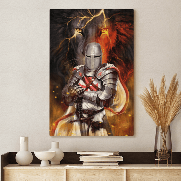 Knight Templar And Lion - Jesus - Portrait Canvas, Poster