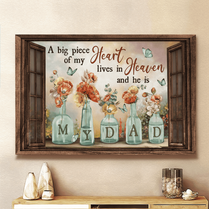 To My Dad, Vintage Hibiscus Flower, A Big Piece Of My Heart - Family Landscape Canvas Prints, Wall Art