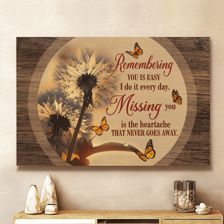 Remembering You Is Easy I Do It Everyday, Dandelion, Butterfly, Sunset - Canvas