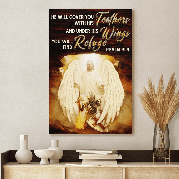 He Will Cover You With His Feathers And Under His Wings You Will Find Refuge, God Canvas