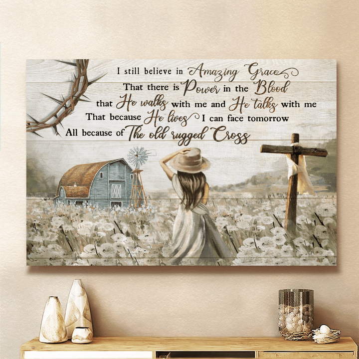 Beautiful Little Girl - Jesus Amazing Grace Landscape Canvas, Poster - Wall Art