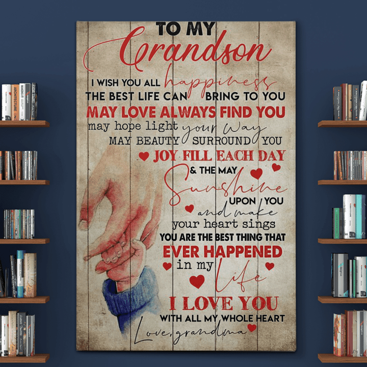To My Grandson Holding Hands (Portrait Canvas, Poster, Puzzle)