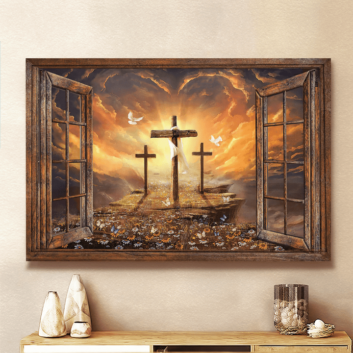 Three Cross In The Way To Heaven - Jesus - Landscape Canvas, Poster