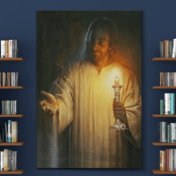 Jesus Holding Candle Canvas