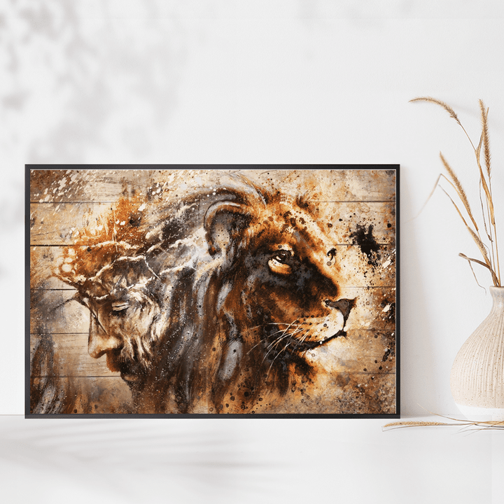 Jesus And Lion (Portrait Canvas, Poster, Puzzle)