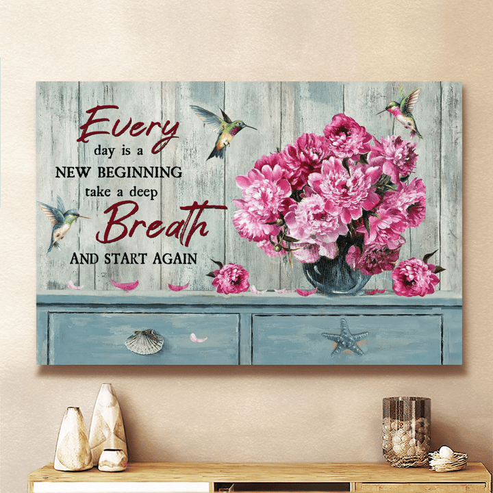 Every Day Is A New Begining - Hummingbirds Carnation Vase - Landscape Canvas, Poster