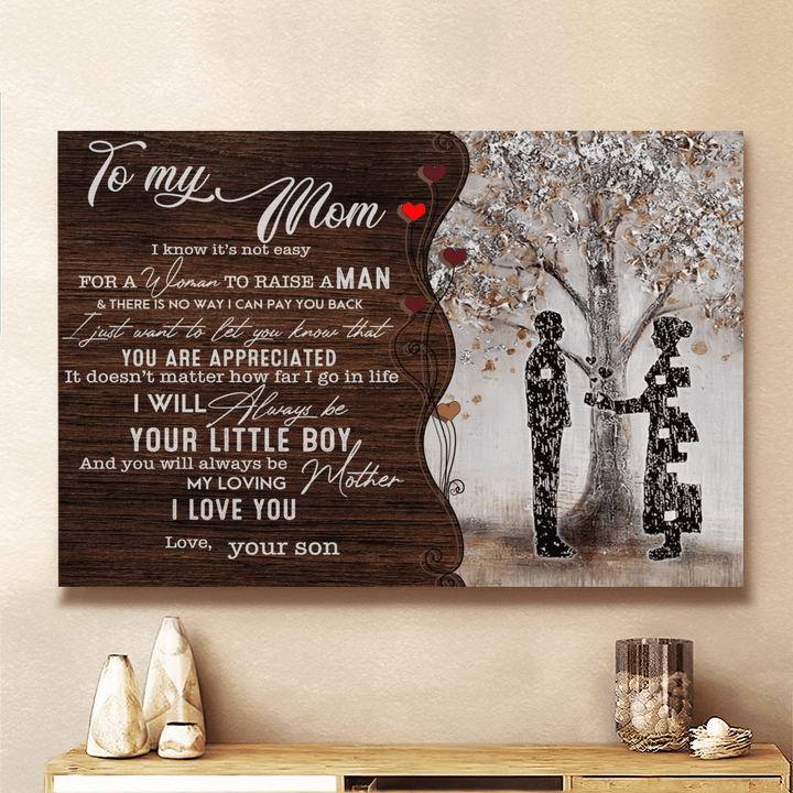 Mother's day canvas poster for mom you will always be my loving mother I love you canvas poster gift for mom happy mother's day wall art