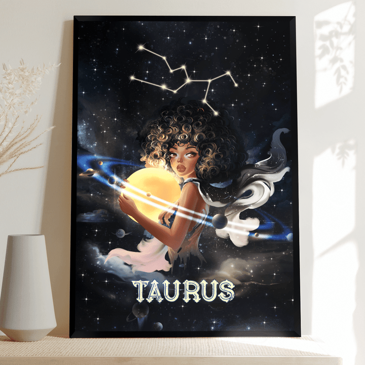 Zodiac canvas poster birthday gift for black girl zodiac canvas poster black girl taurus canvas poster