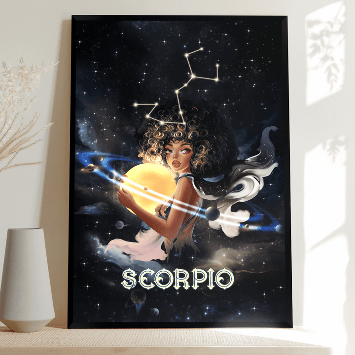 Zodiac canvas poster birthday gift for black girl zodiac canvas poster black girl scorpio canvas poster