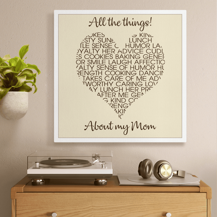 Mother's day canvas poster for mom all the things about my mom canvas poster gift for mom happy mother's day wall art