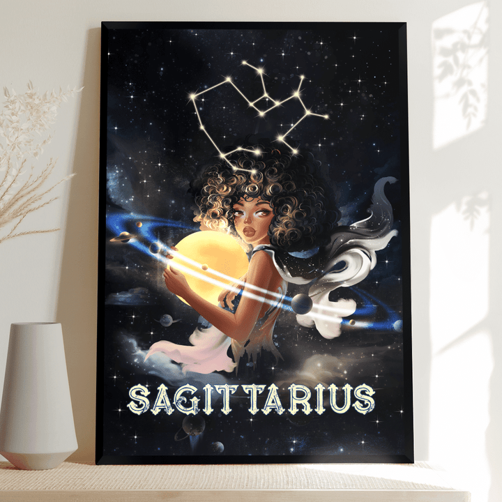 Zodiac canvas poster birthday gift for black girl zodiac canvas poster black girl sagittarius canvas poster