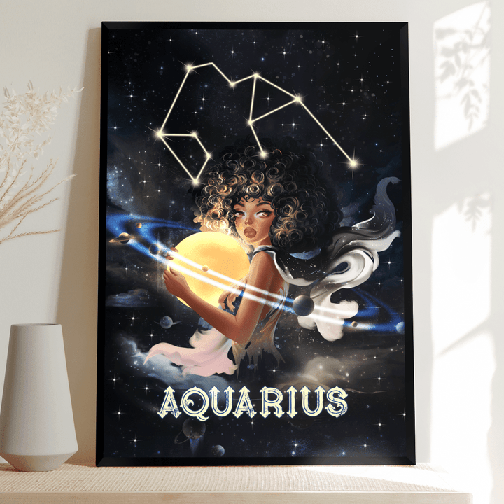 Zodiac canvas poster birthday gift for black girl zodiac canvas poster black girl aquarius canvas poster