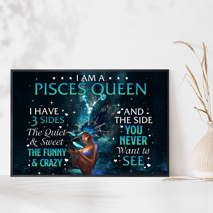 Zodiac canvas poster birthday gift for black girl zodiac canvas poster i am a pisces queen canvas poster