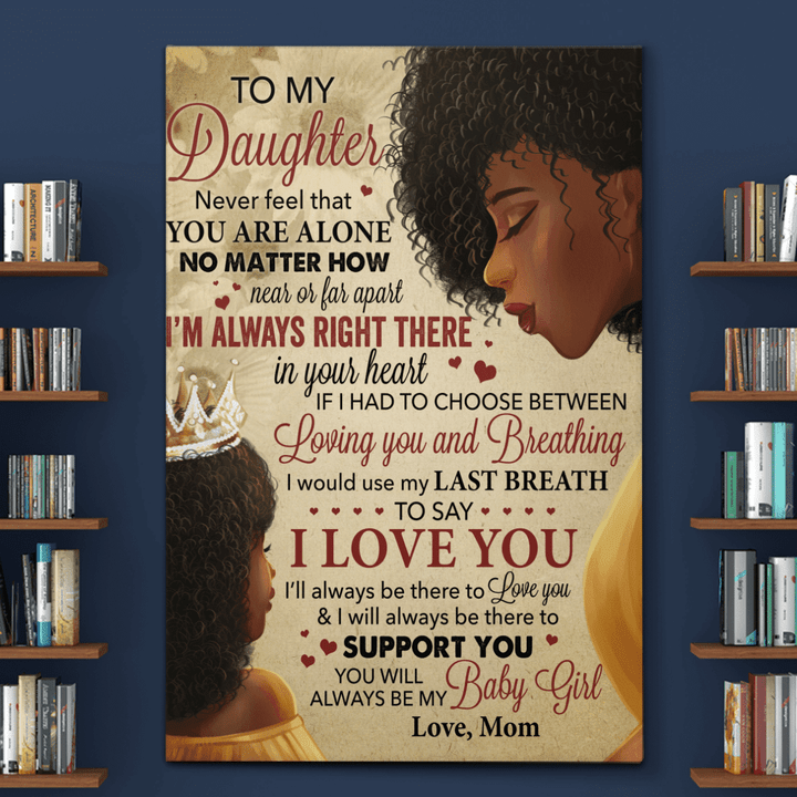 Gift for daughter from mom daughter mother canvas poster to daughter from black mom and daughter canvas poster
