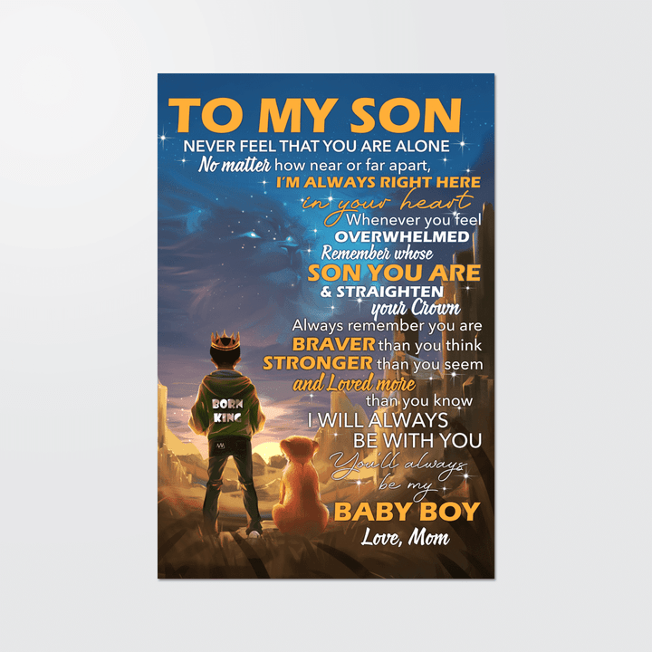 Gift for son from mom born king lion canvas poster to son  from black mom canvas poster