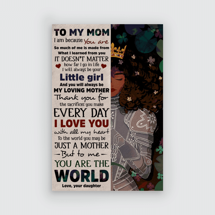 Mother's day Gift for mom from daughter to mom canvas poster to mom from daughter and black mom canvas poster