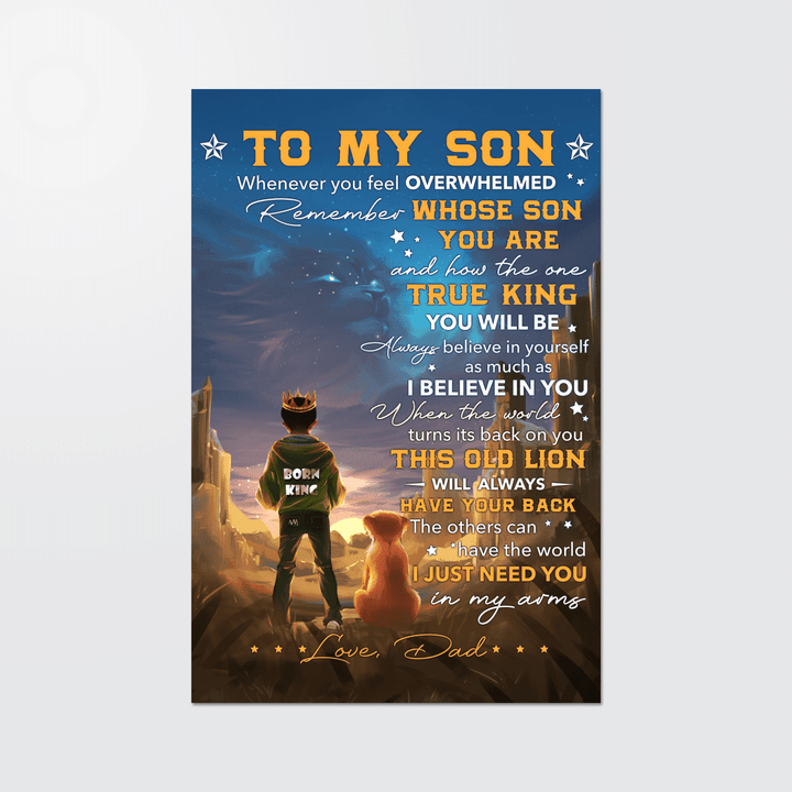 Black son canvas from dad born king lion canvas poster to son