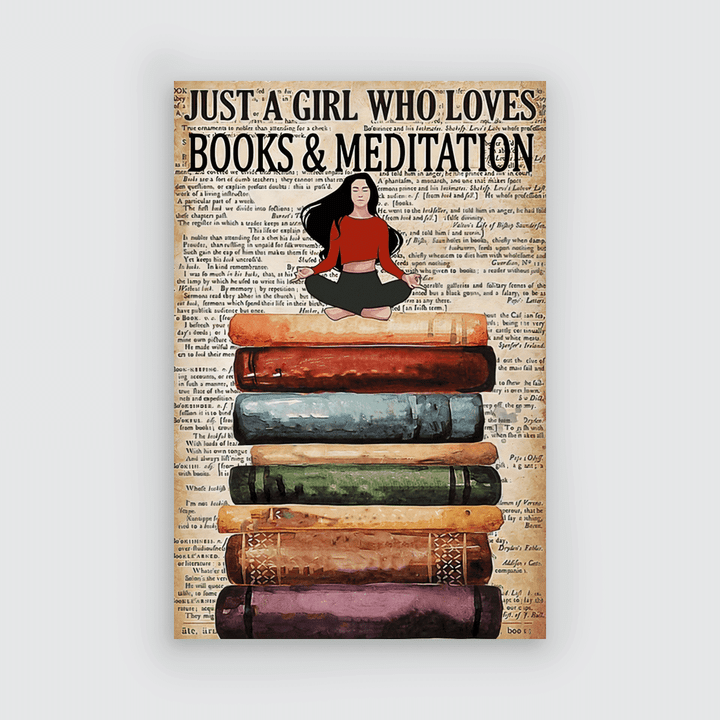 Poster for black girl wall art just a girl who loves book and meditation poster
