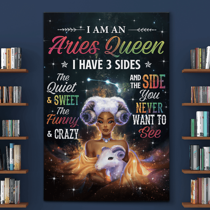 Zodiac canvas poster birthday gift for black girl zodiac canvas poster i am a aries queen canvas poster