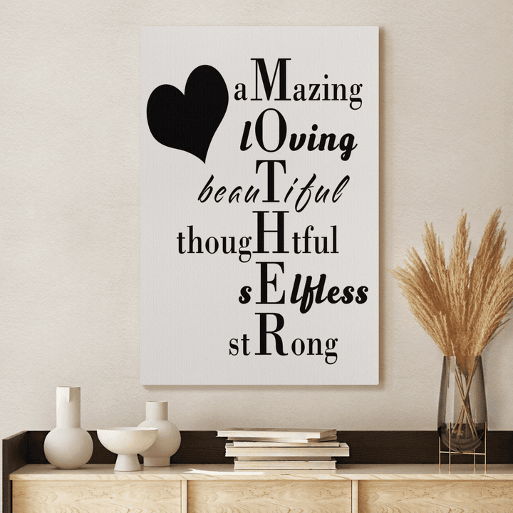 Mother's day canvas poster for mom mother definition Amazing Loving Beautiful Thoughtful Selfless Strong canvas poster gift for mom happy mother's day wall art